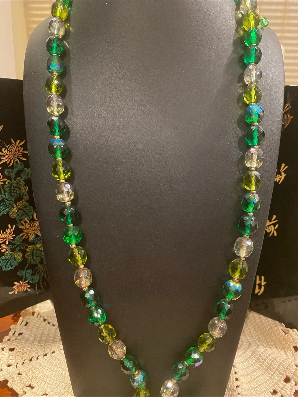 Joan River Faceted Greens and Amber Tone Beaded Necklace - Women Jewelry